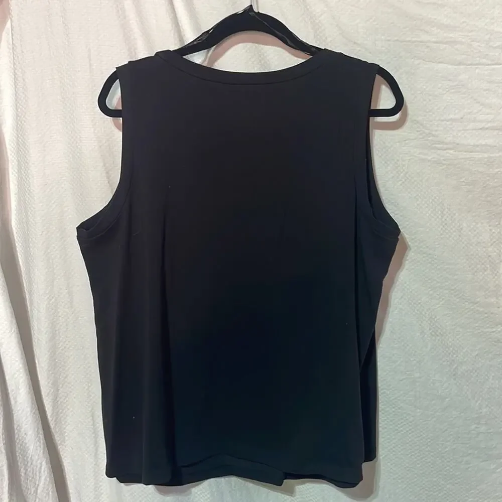 Saint Tropez West 2x black scoop neck with gathers nwot perfect